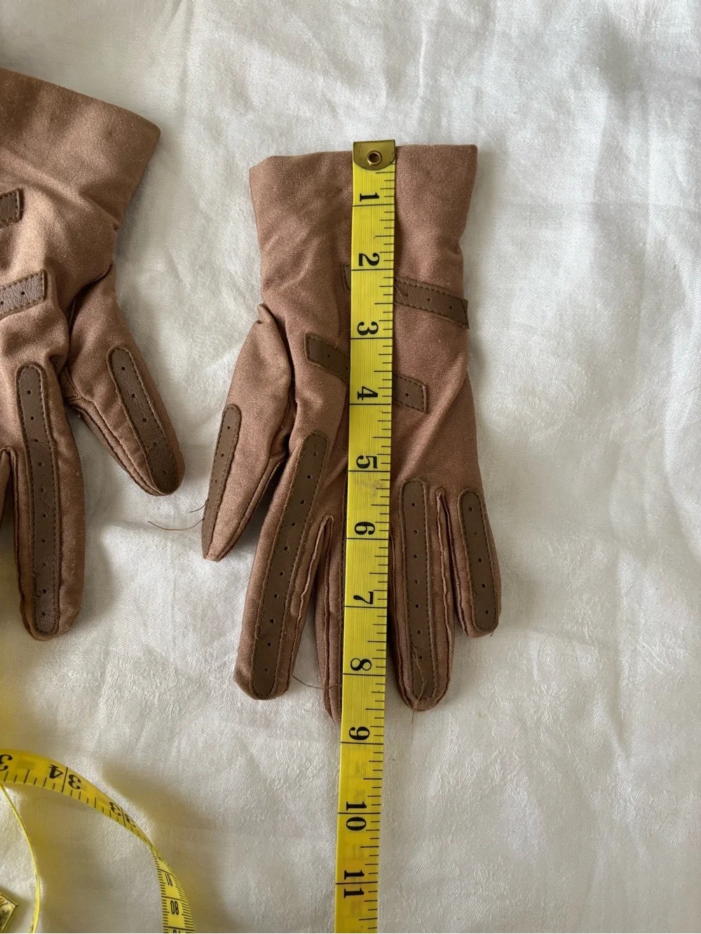 Womens Brown Thinsulate Thermal Insulated Gloves Leather Trim Nylon Spandex S/M